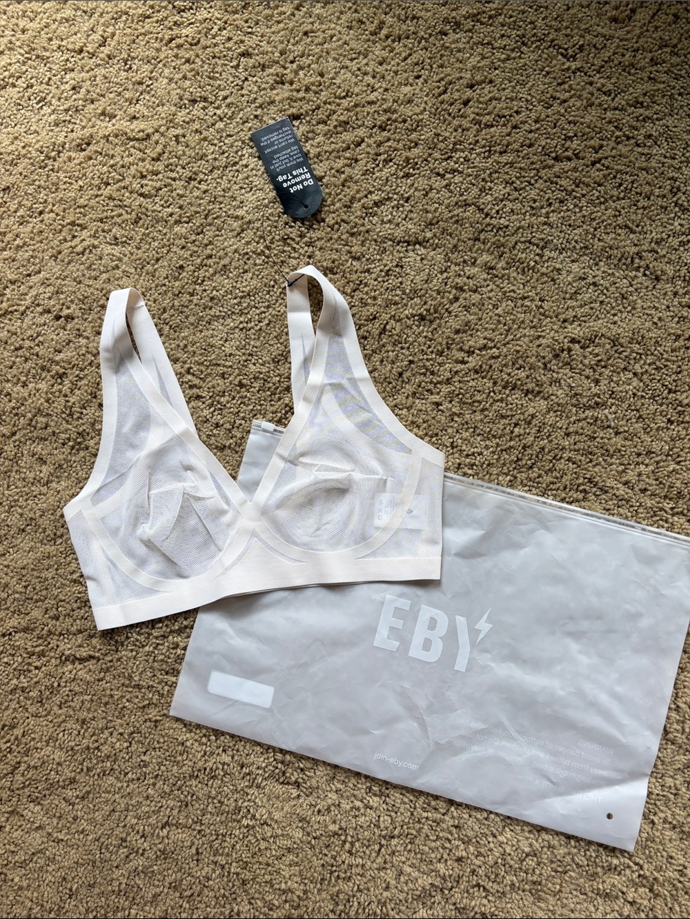 EBY White Wireless Mesh Bralette